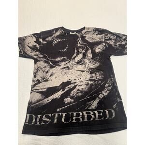 vintage Disturbed asylum band black and gray shirt for men size M dual sided